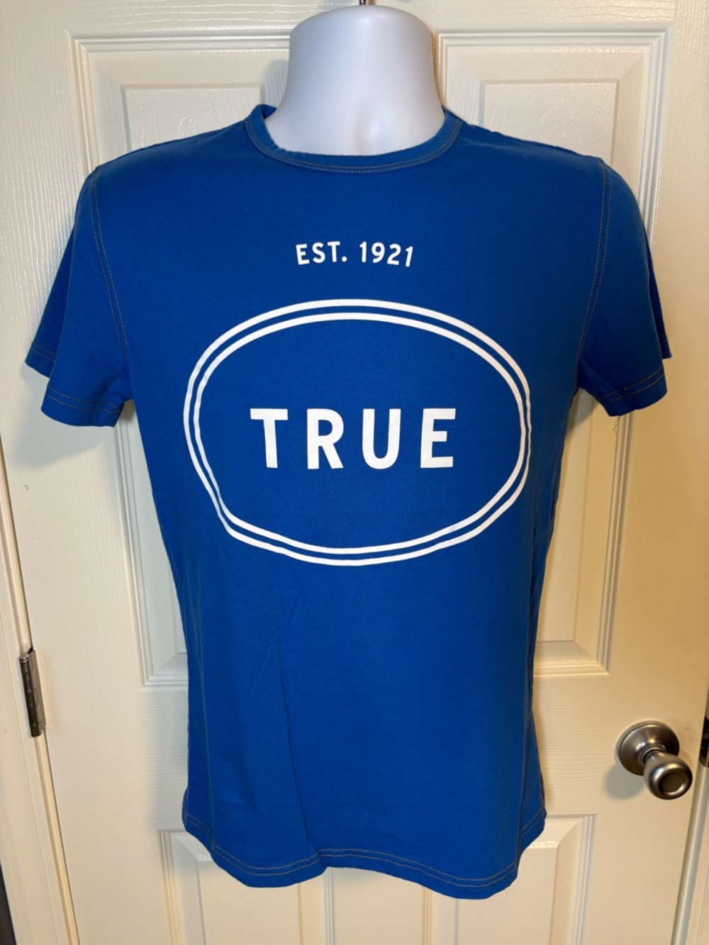 Blue and white White Castle slim fit t-shirt-size small